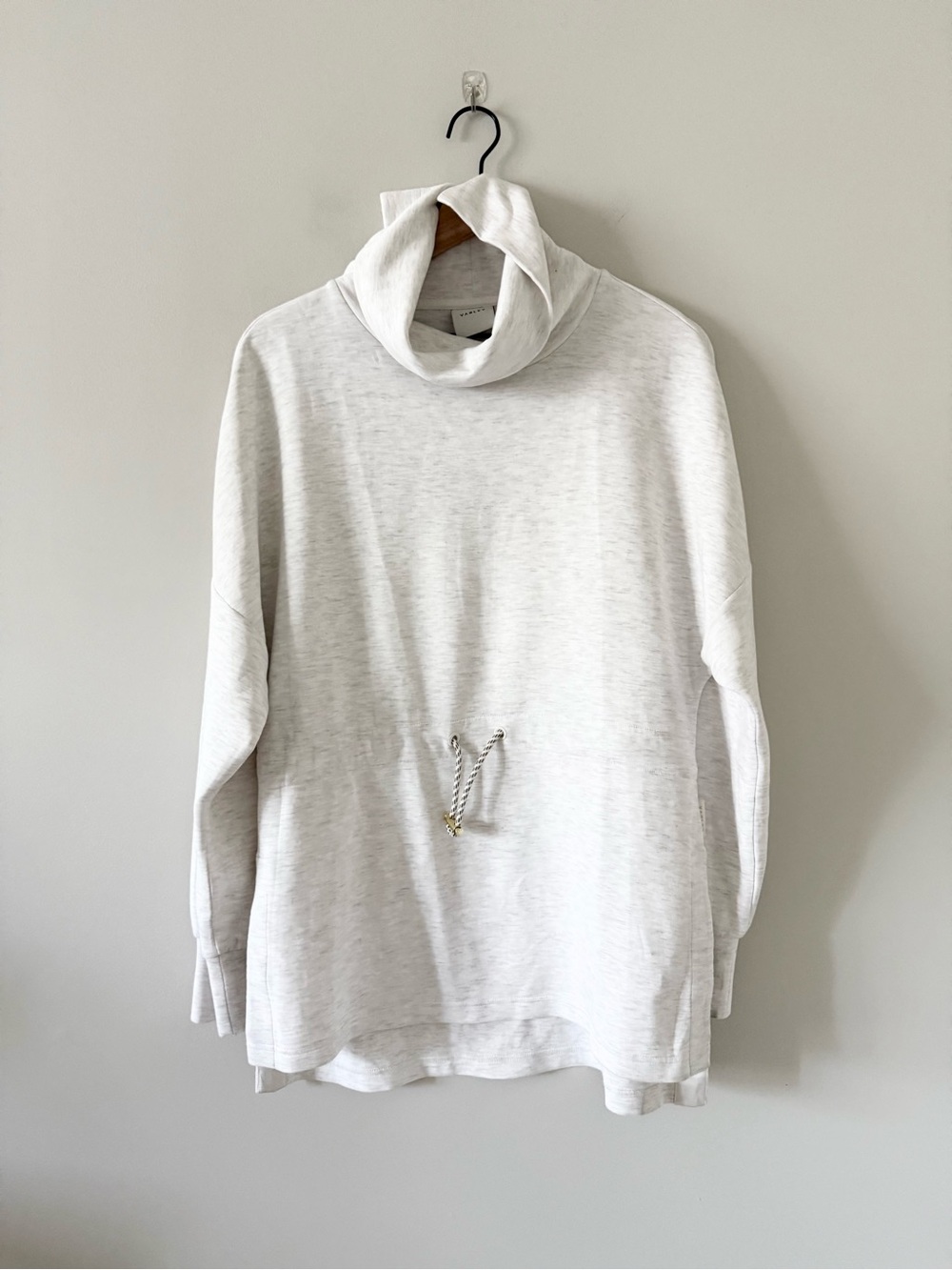 Varley Freya Sweatshirt in Ivory Marl Cowl Neck Cinch Waist Size M - Picture 3 of 9